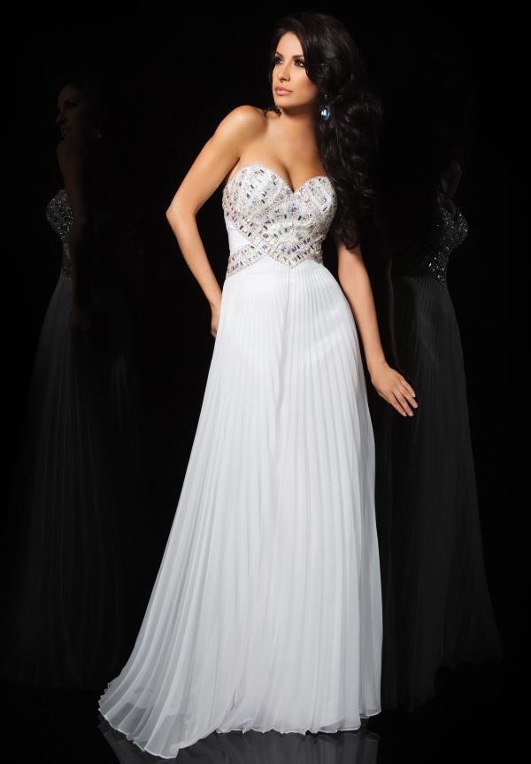 Pleated Skirt Chiffon White Cheap 2015 Prom Dress