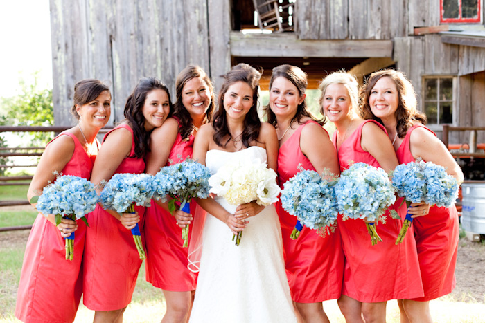 Southern-weddings-red-bridesmaid-dresses