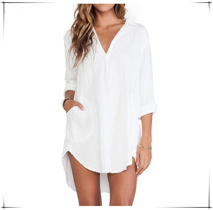Women-Night-Short-Shirt-Dresses-2015-New-Summer-Fashion-European-Style-White-Long-Sleeve-Loose-Street.