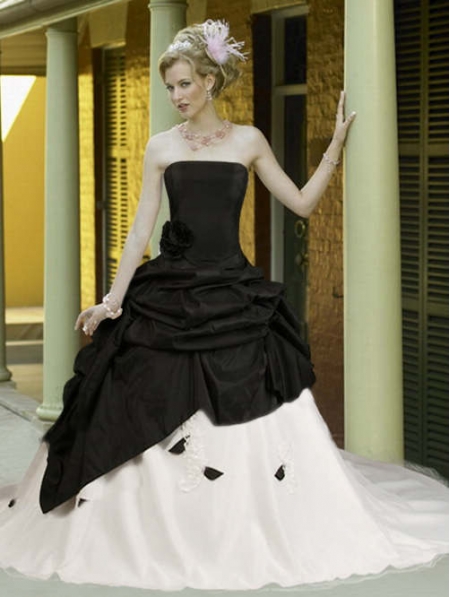 black-and-white-taffeta-simple-elegant-gothic-wedding-dress