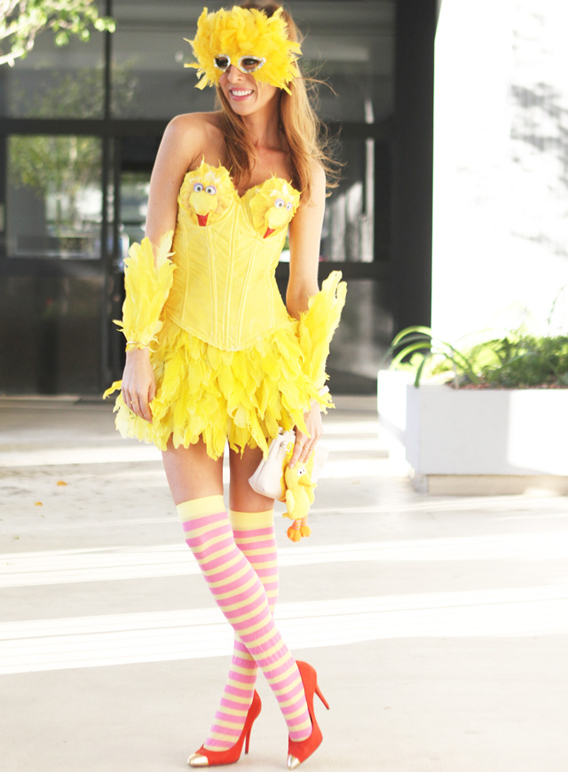 Sydne-Style-DIY-Halloween-costume-ideas-blogger-fashion-style-sesame-street-big-bird-yellow-feather-skirt
