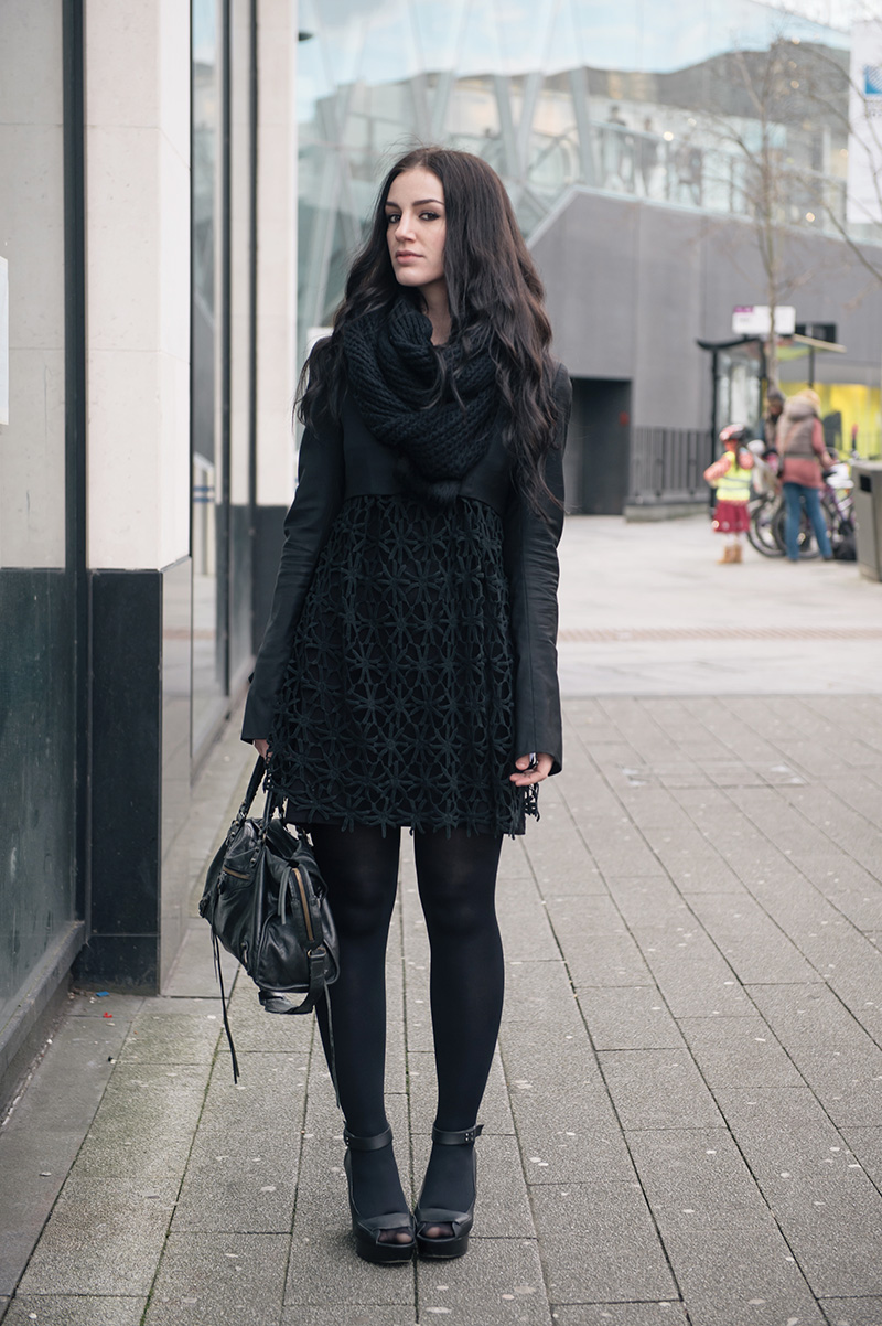 WINTER DRESS WITH BLACK TIGHTS