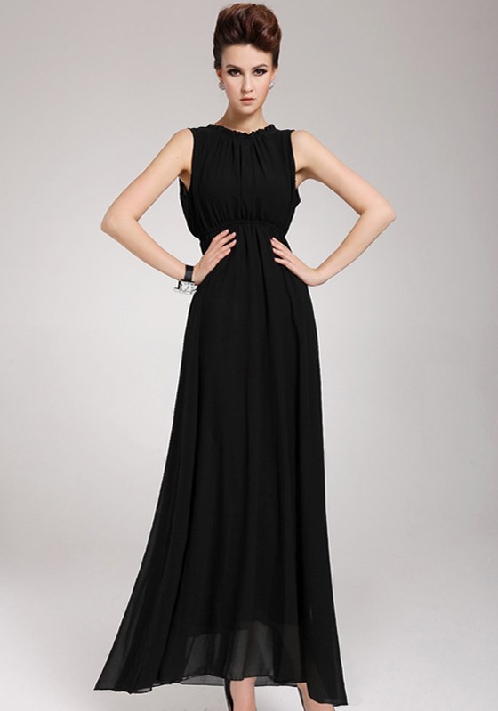 black-plain-round-neck-sleeveless-chiffon-maxi-dress
