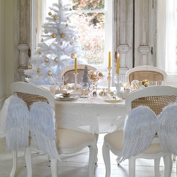 white-gold-Christmas-table-decoration-ideas-angel-wings-chair-decoration
