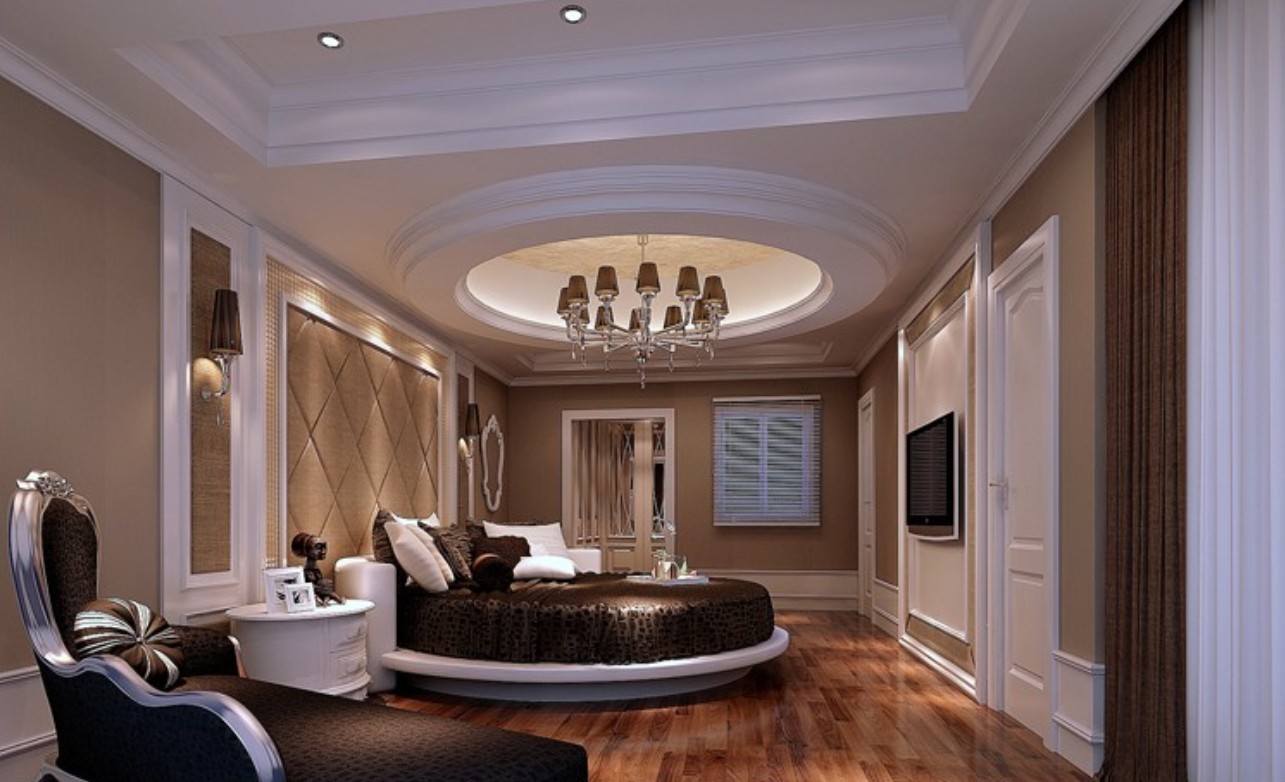interesting-ceiling-design-ideas-for-modern-bedroom-with-round-bed-decor.