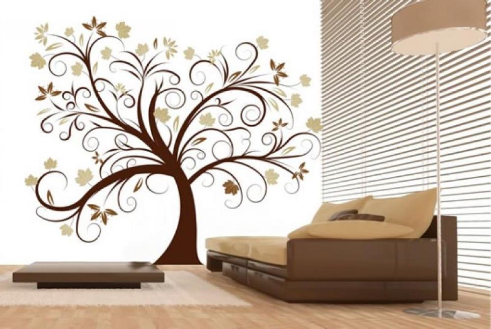 Amazing-Tree-Modern-Wall-Decor-Ideas-Brown-Sofa.