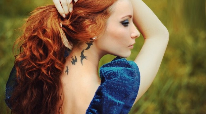 black-ink-flying-birds-neck-tattoo-for-girls-