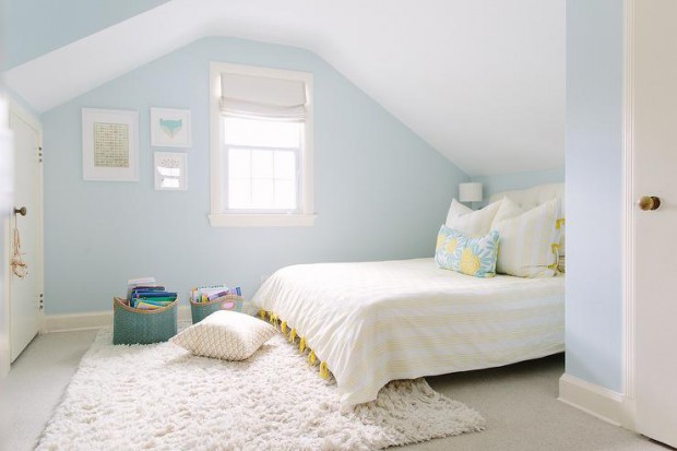 yellow-and-blue-girl-bedroom-ribbon-duvet-white-sheepskin-rug-