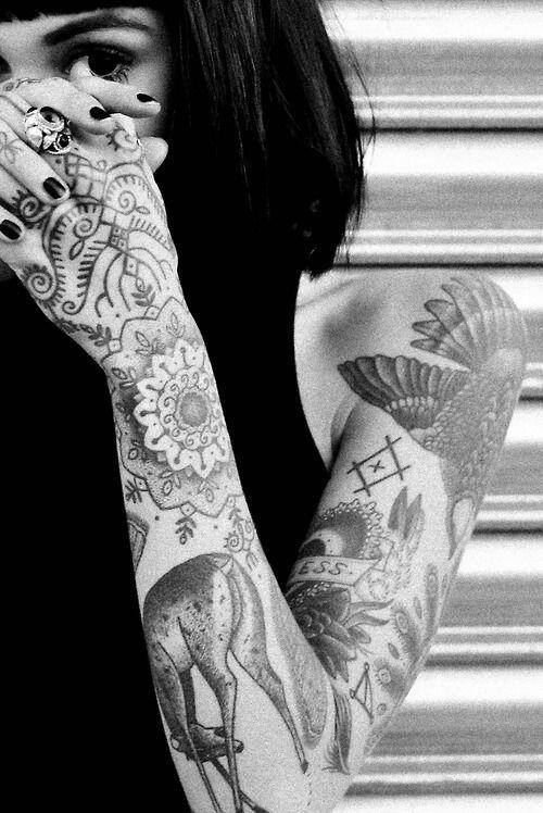 Black-and-white-sleeve-tattoo-idea.