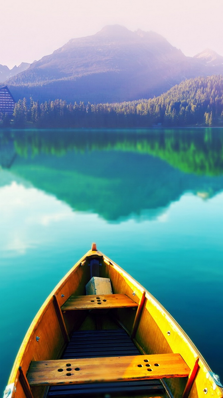 Boat-On-Still-Lake-iPhone-6-Wallpaper.