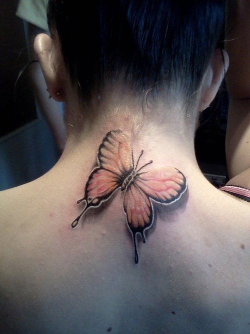 Butterfly tattoos on neck
