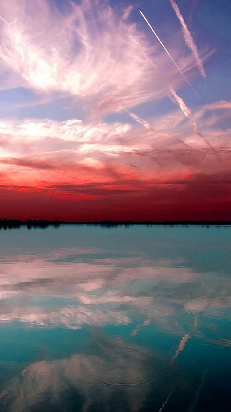 Red-Sky-Lake-Sunset-iPhone-6-Wallpaper.