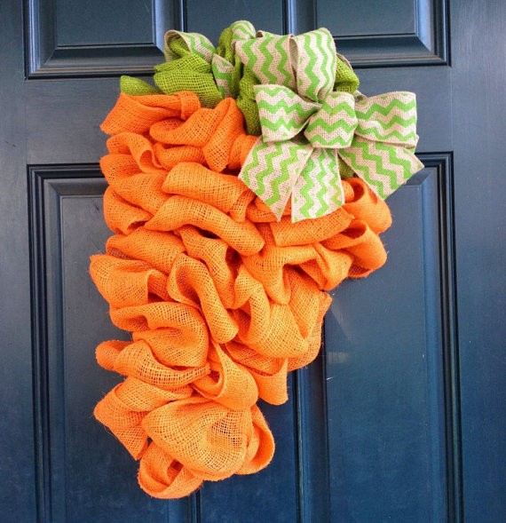 burlap easter carrot wreath carrot easter wreath ideas handmade easter door decor ideas easter decor-