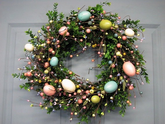 easter egg wreath - spring wreath - easter wreath - pastel spring egg mix pip berry wreath  -