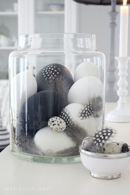 glass easter egg vase black and white quail and emu eggs decorated vase easter decoration