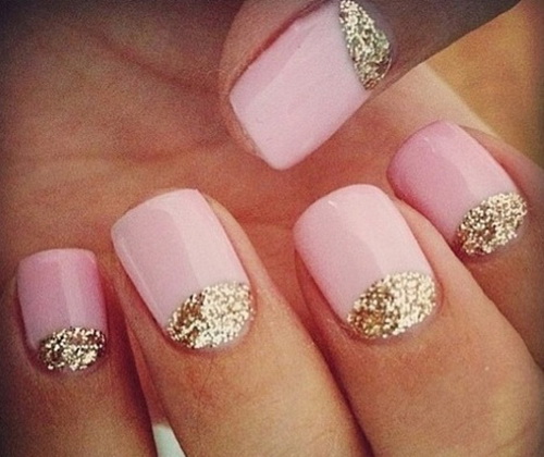 glitter-gold-pink-prom-nail-designs.