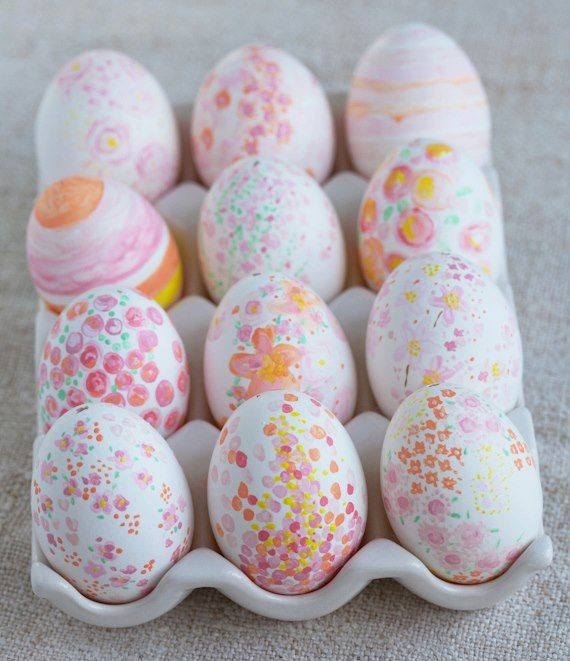 pastel pink flower easter eggs hand painted easter egg decorating ideas diy holiday c