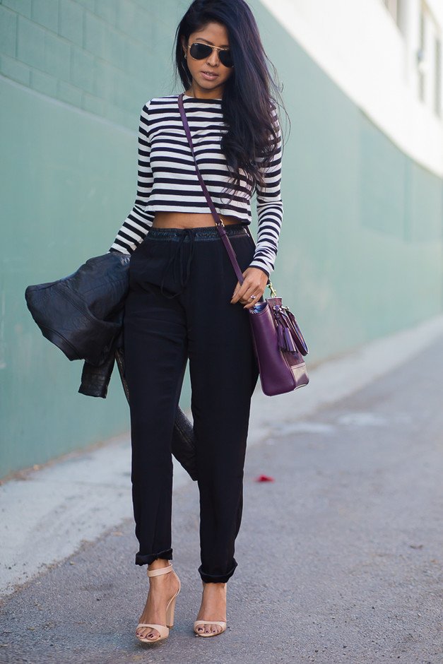 Black-High-Waisted-Pants-and-Stripe-Top.