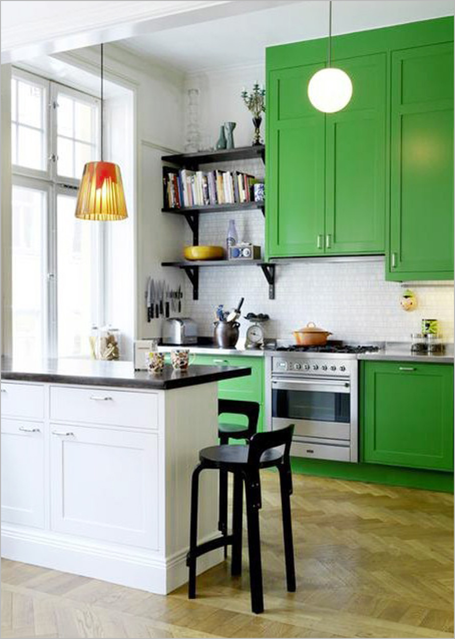 21 Refreshing Green Kitchen Design Ideas - Godfather Style
