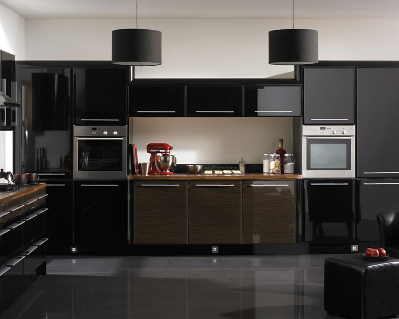 black kitchen cabinet design idea