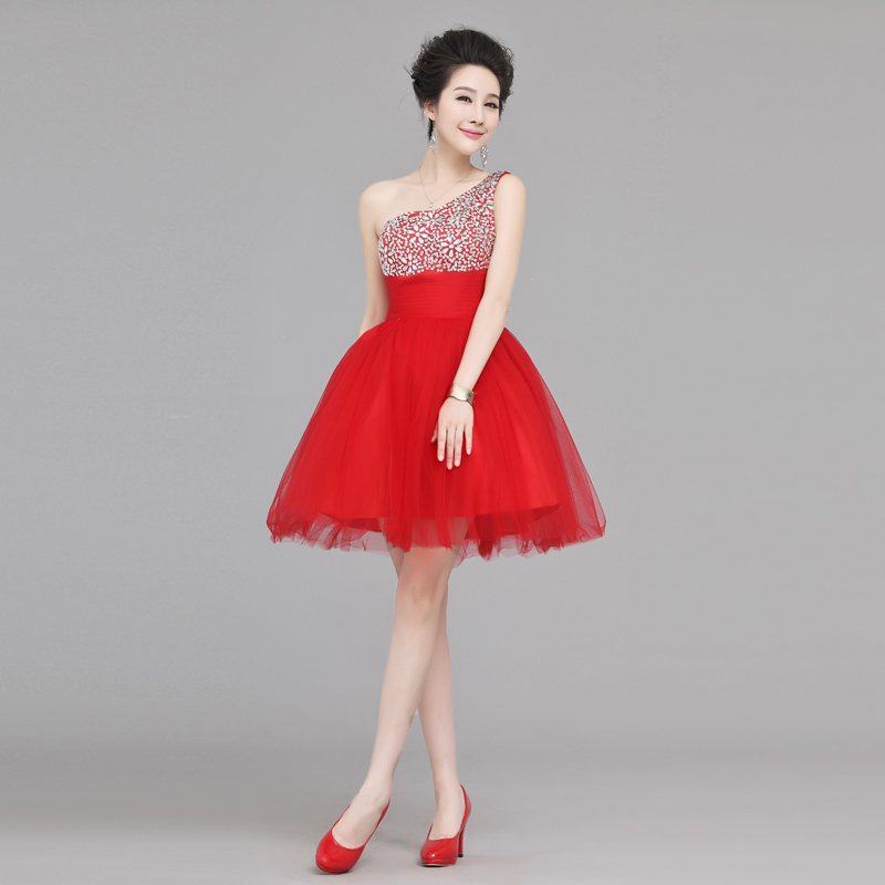 2015-Hot-Sell-One-Shoulder-Homecoming-Dress-Wedding-Party-Bridal-Dress-Short-China-Red-DRESS