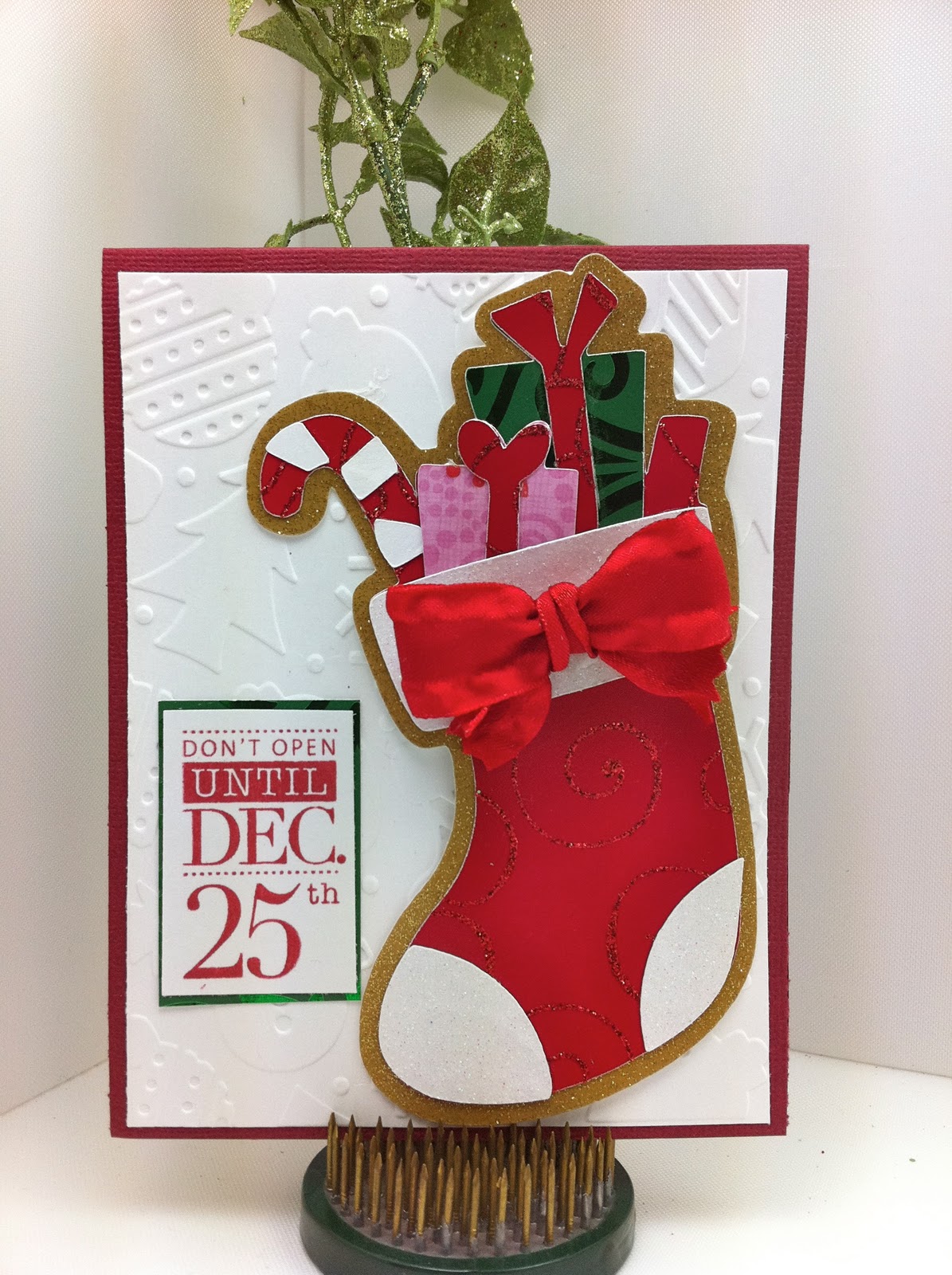 Cool-Chritmas-Card-Santa-Sock-Design-and-Christmas-Tree-Embossed-Cover.