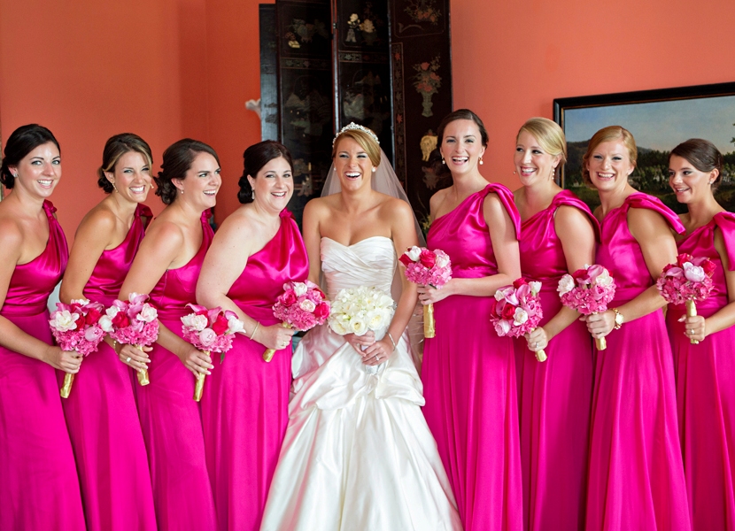 Hot-Pink-Long-Bridesmaid-Dresses