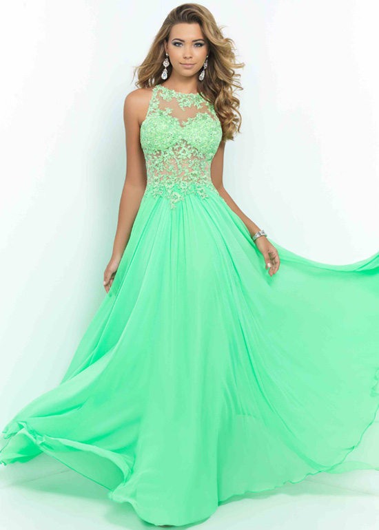 Prom-Dress-Spring-Green-Illusion-High-Neck-Cut-Out-Back-Beaded-Prom-Dress
