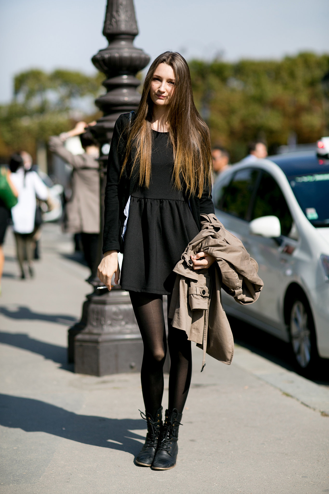 The little black dress, executed with little black boots