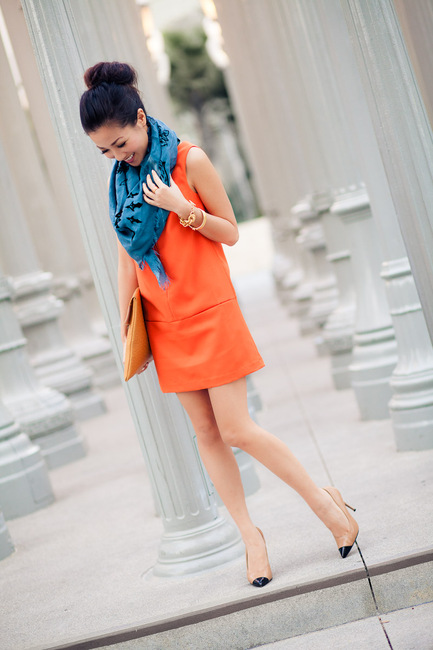 orange mini dress...