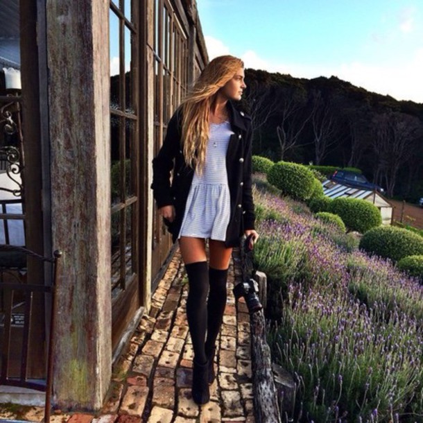 37lk64-l-610x610-coat-cute-dress-boots-tumblr+outfit-vacation+look-tights-hair+accessory-socks