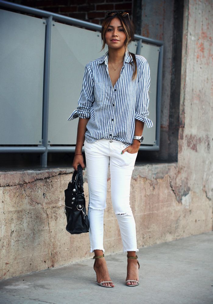 white-pants-and-white-striped-shirt.