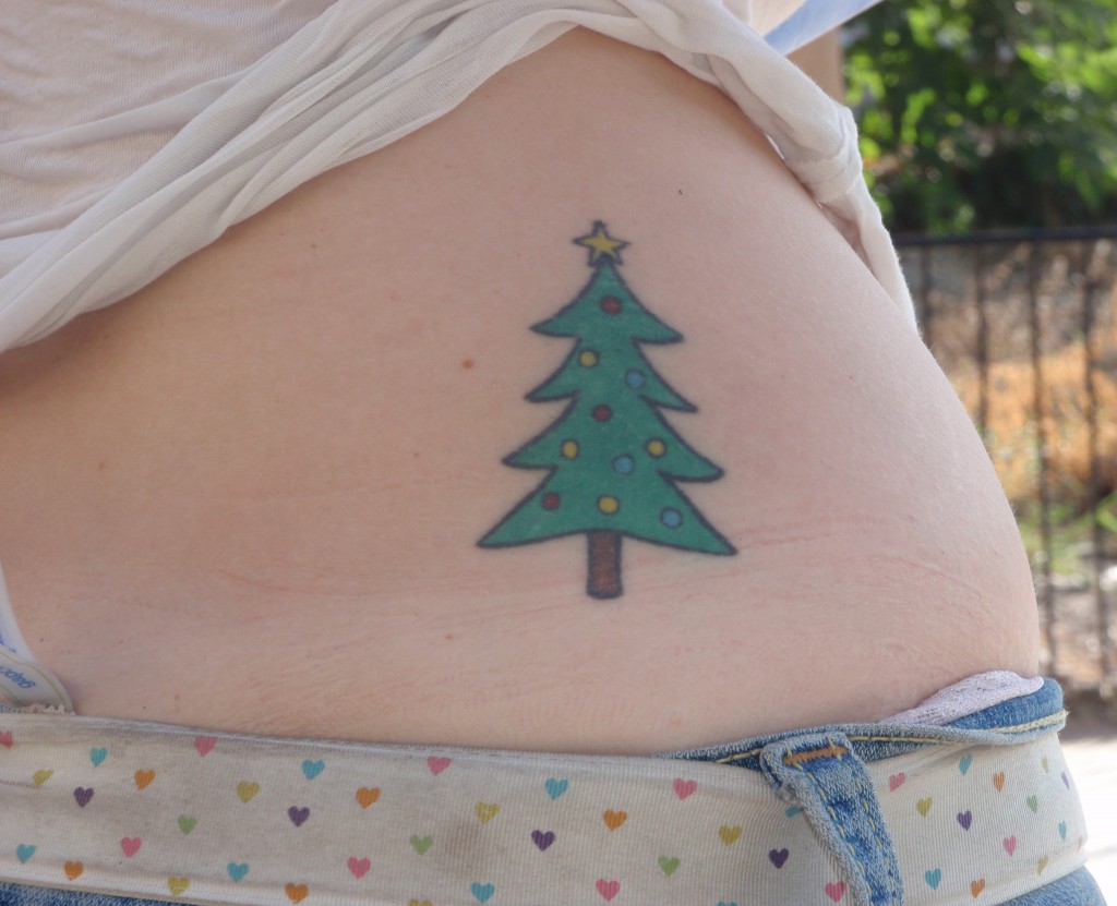 Christmas-Tree-Tattoo-On-Waist-