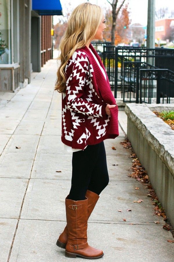 casual street style 2014 christmas eve outfits - sweater leggings knee high boots