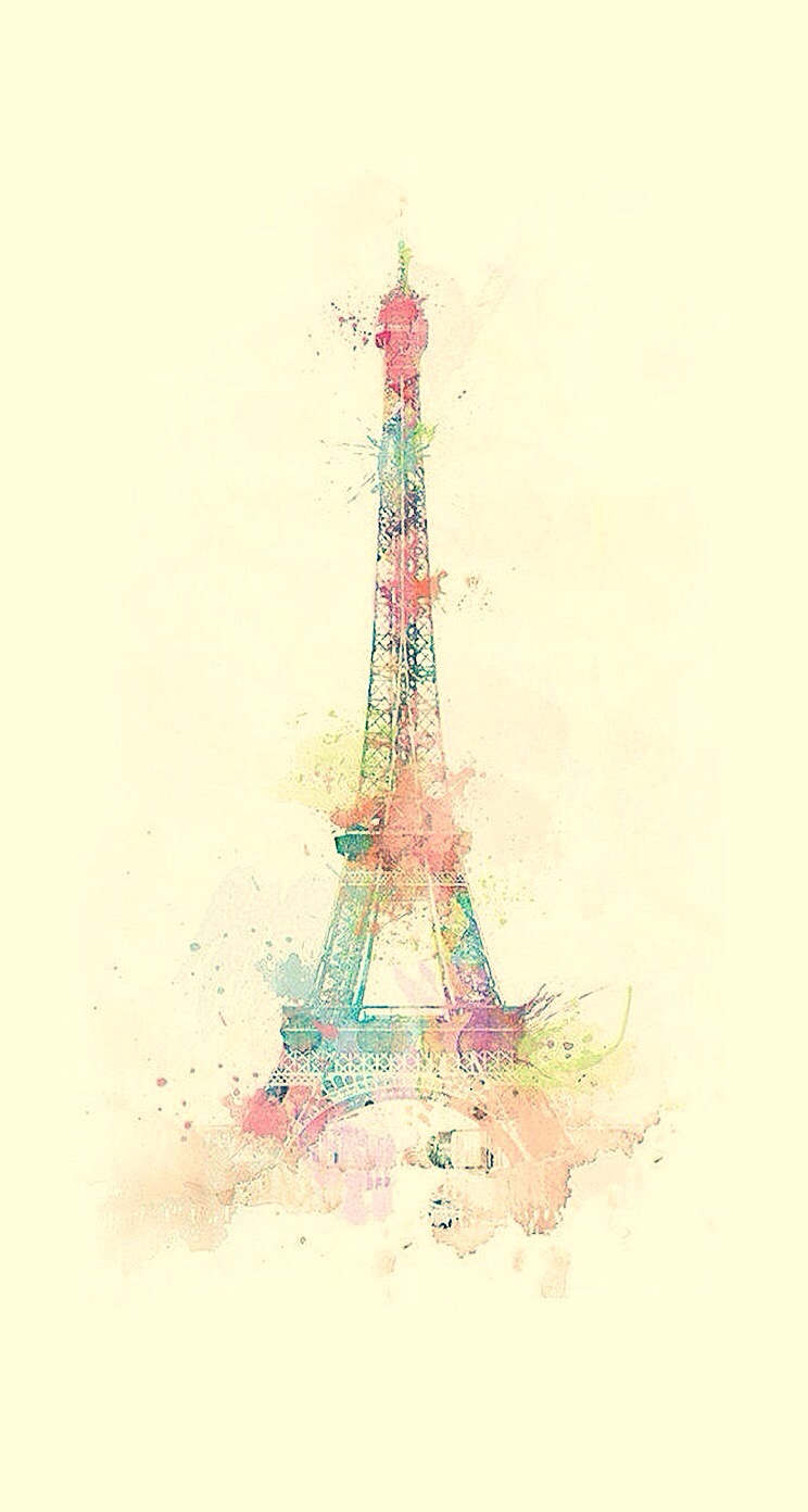 Eiffel-Tower-Watercolor-Paint-iPhone-6-Plus-HD-Wallpaper