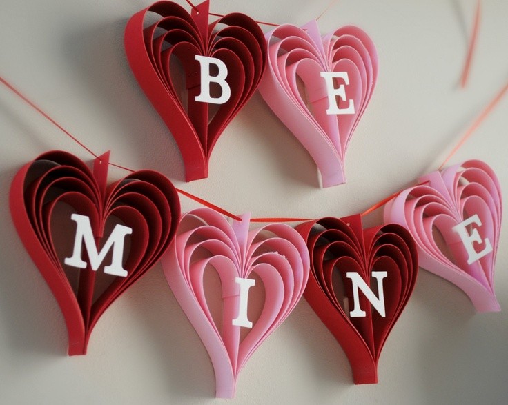 handmade 2015 valentines day quilling heart banners craft with cut out be mine letters decor