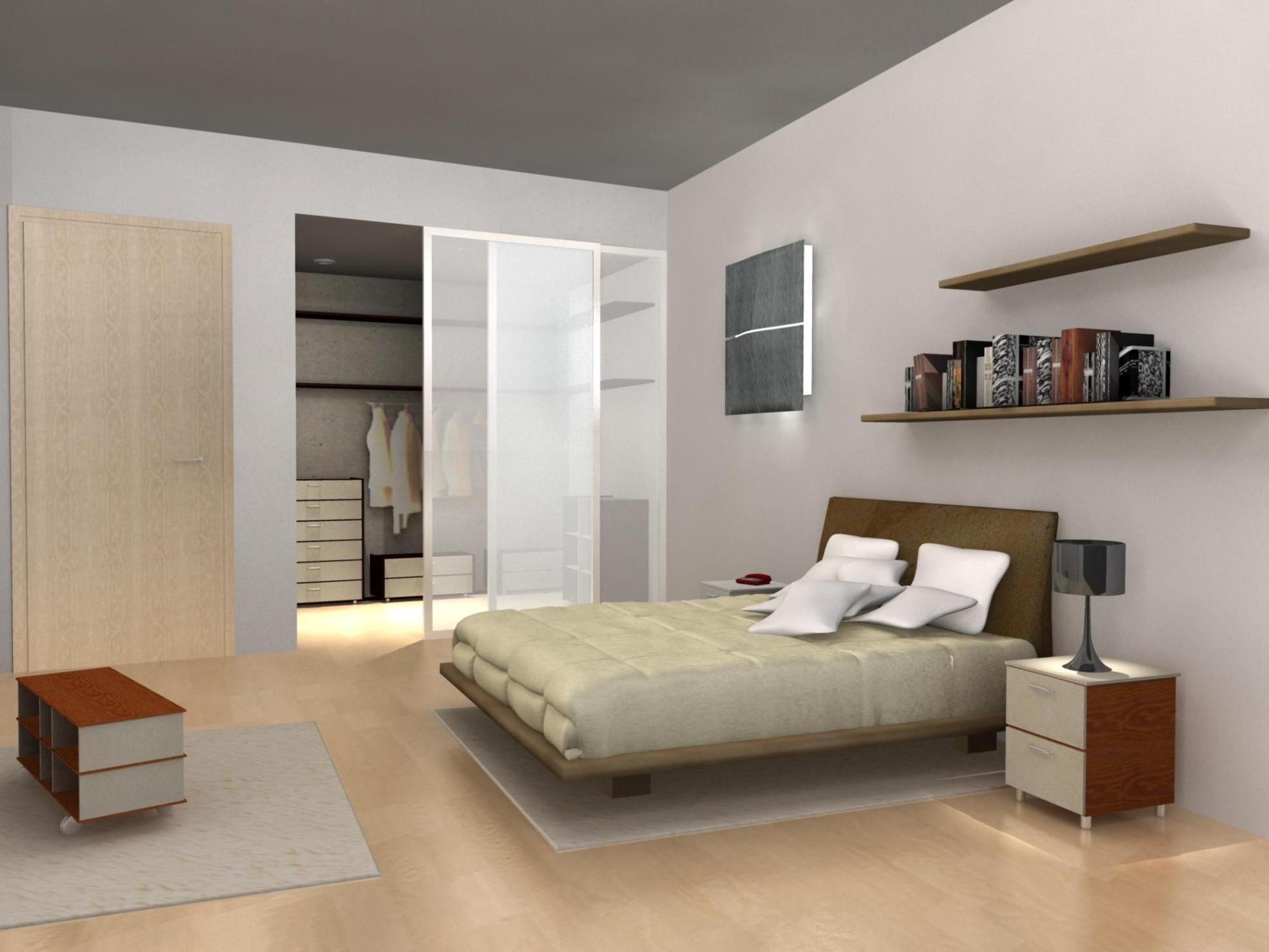 master-bedroom-with-large-walk-in-closet-frosted-glass-sliding-door-with-mounted-wall-bookcase