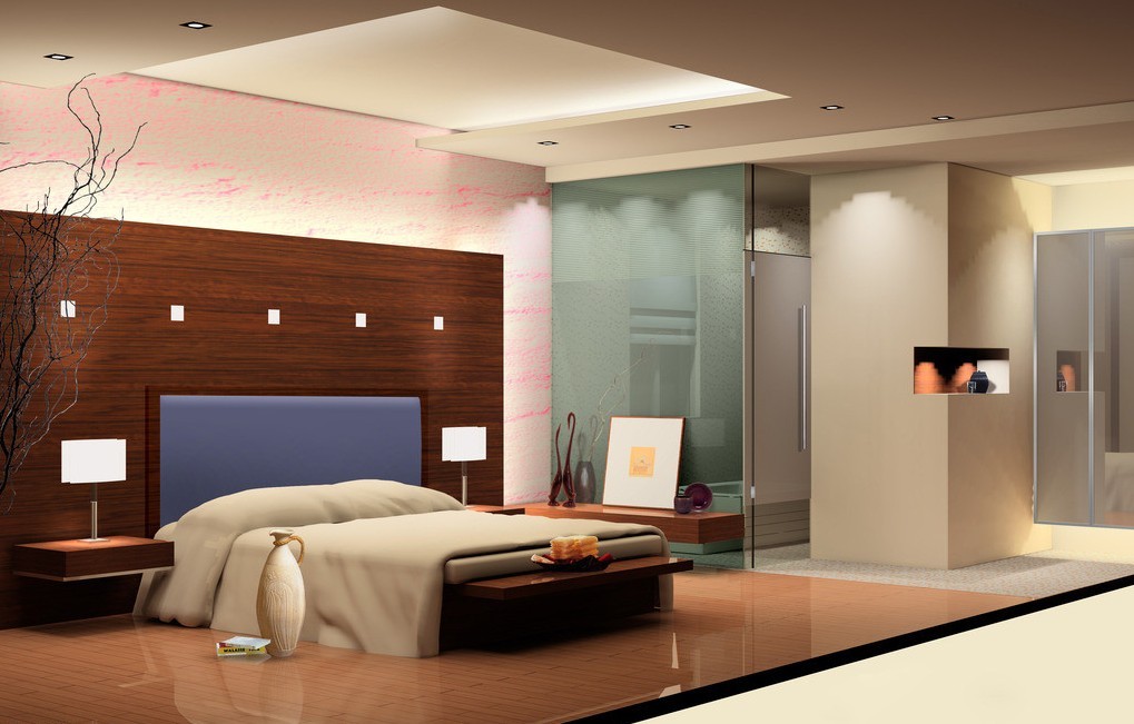 Bedroom-Design-Wood-floor-And-Wood-Wall-Wallpaper