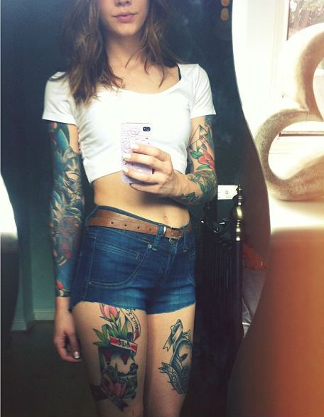 Inked-girl-thigh-tattoo-sleeve.
