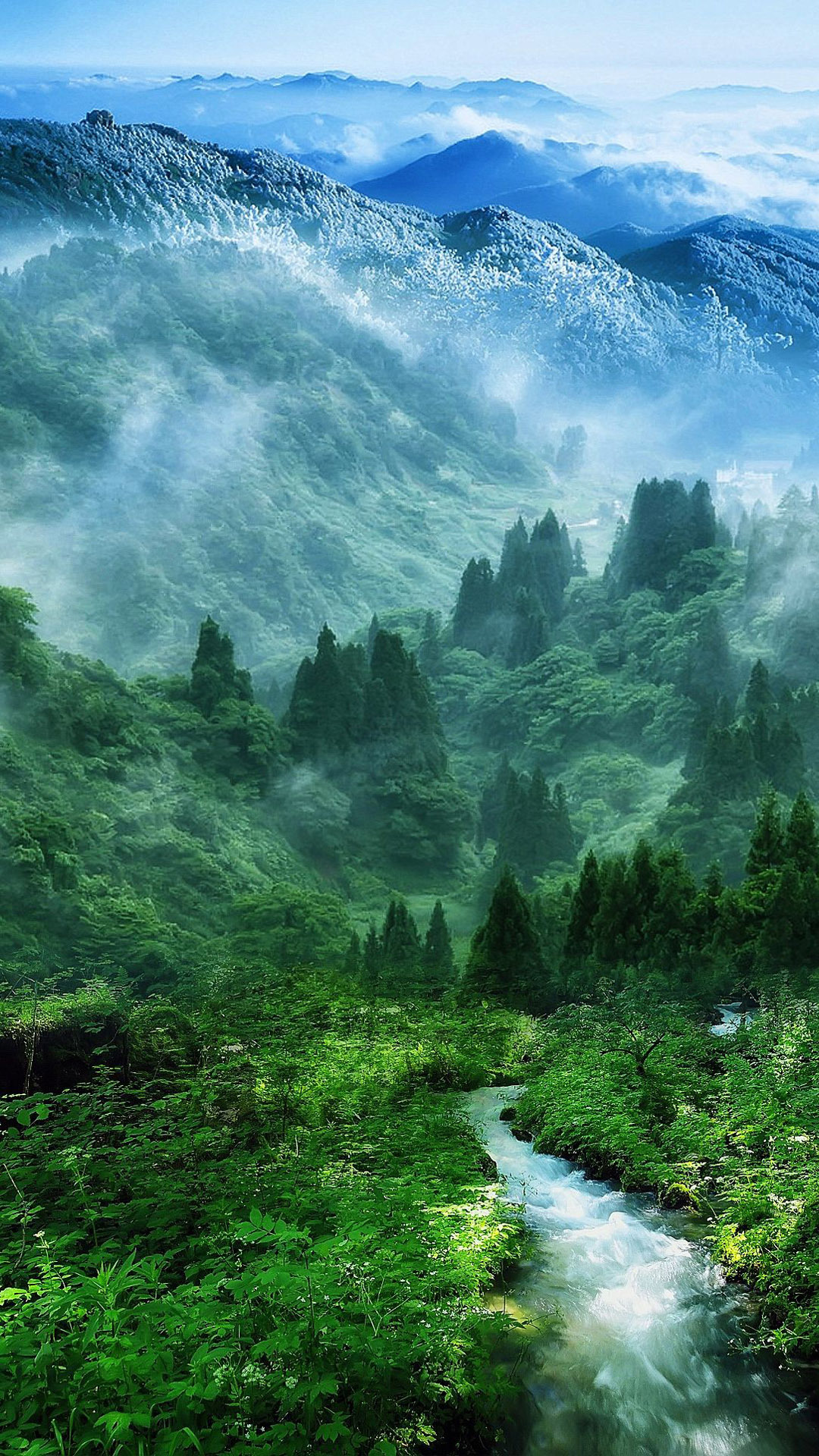 Nature-Mist-Mountain-Wood-Forest-River-Landscape-iPhone-6-wallpaper.