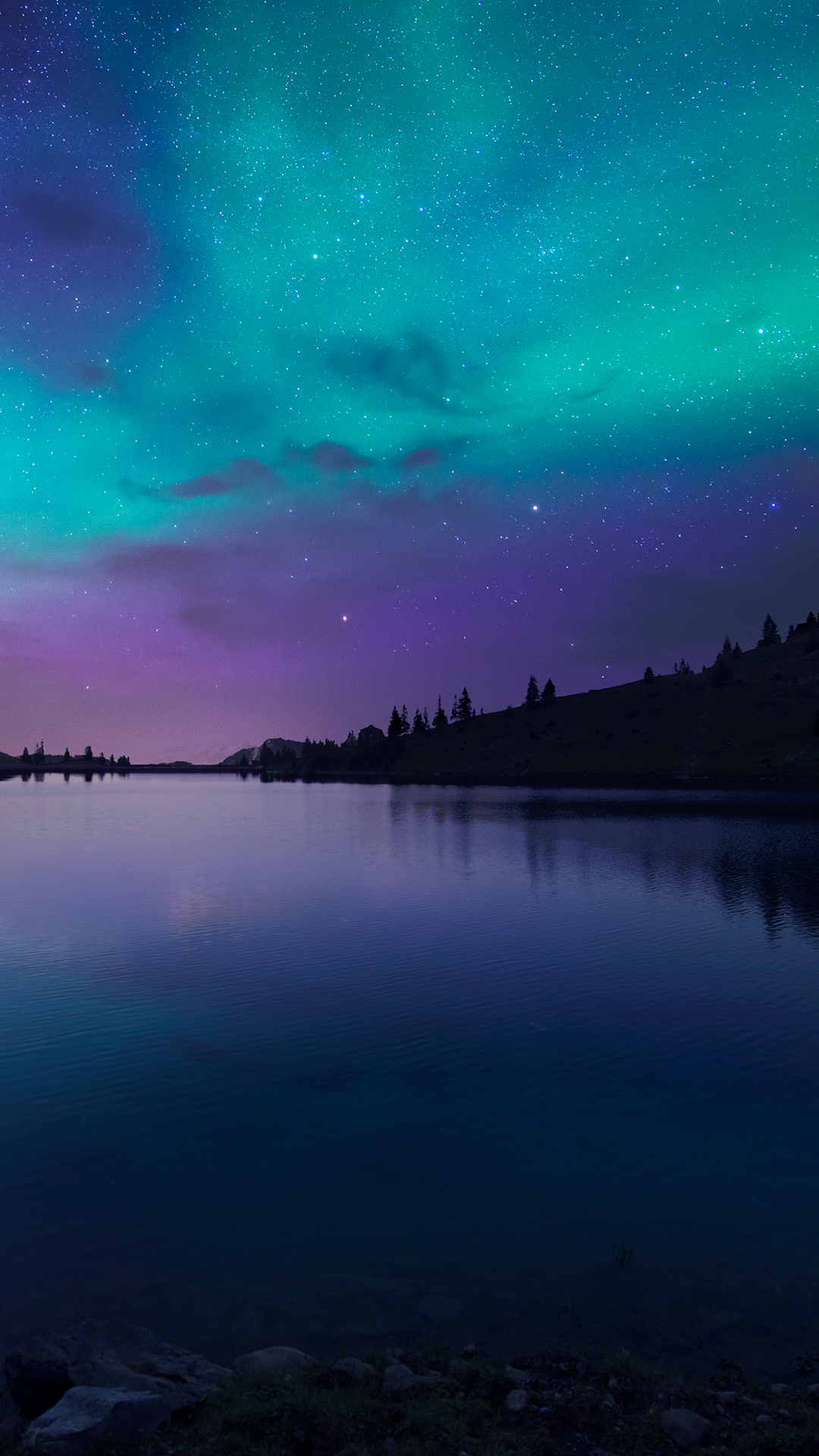 Night-Fall-at-Lake-Aurora-iPhone-6-plus-wallpaper.