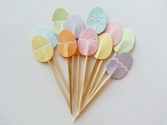 Pastel-Easter-Eggs-cupcake-toppers-Wedding-Food-Picks-Bridal-shower-Bachelorette-cocktail-tea-party-muffin-decorations.