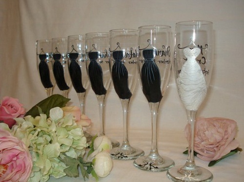 bridesmaid gift bridal painted glasses dress bride gifts shower hand champagne cute wine personalized thank bridesmaids guests collect custom something