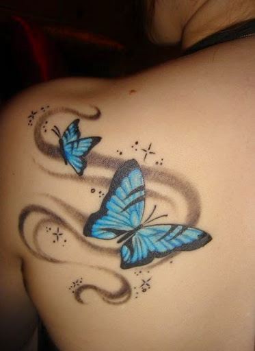 girls shoulder butterfly tattoos